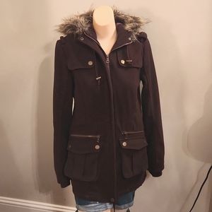 LA HEARTS Maroon Wool Utility Jacket Women's Small Small